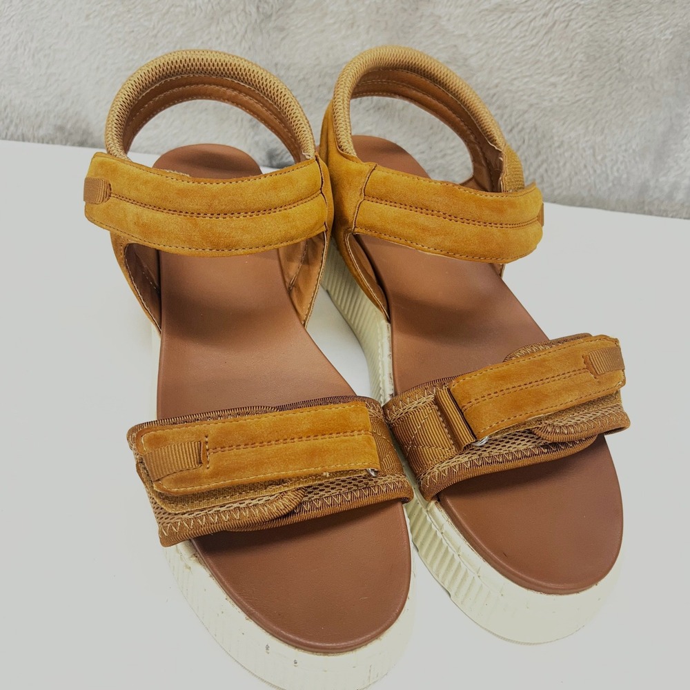 Rouge Helium Tan Suede Platform Sandals Womens 10 Chunky Strappy Boho‎ Gorpcore